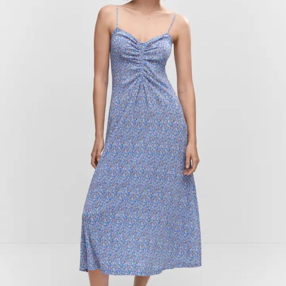 Women’s Mango Ruched Flower Detail Midi Dress